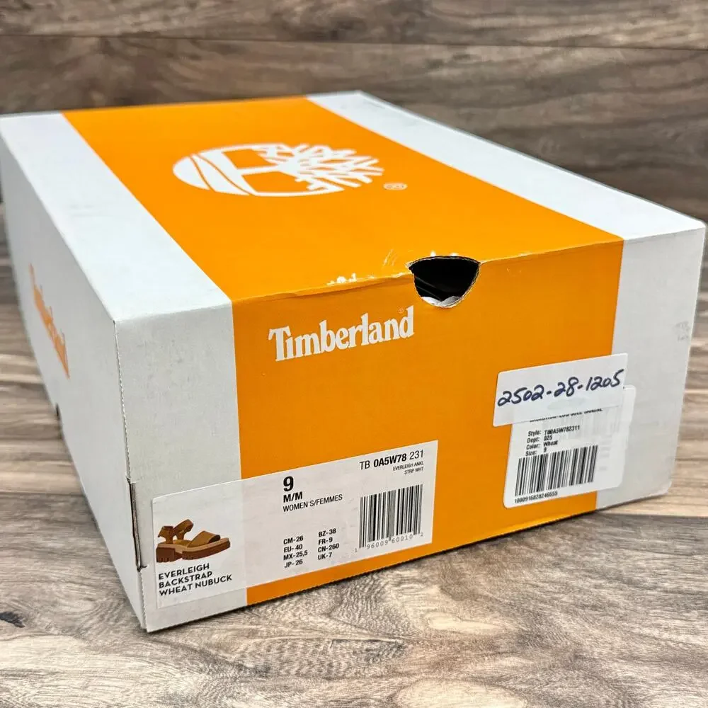 NIB Timberland Everleigh 9M Lug Sole Ankle Strap Sandal Wheat Nubuck - Picture 9 of 10